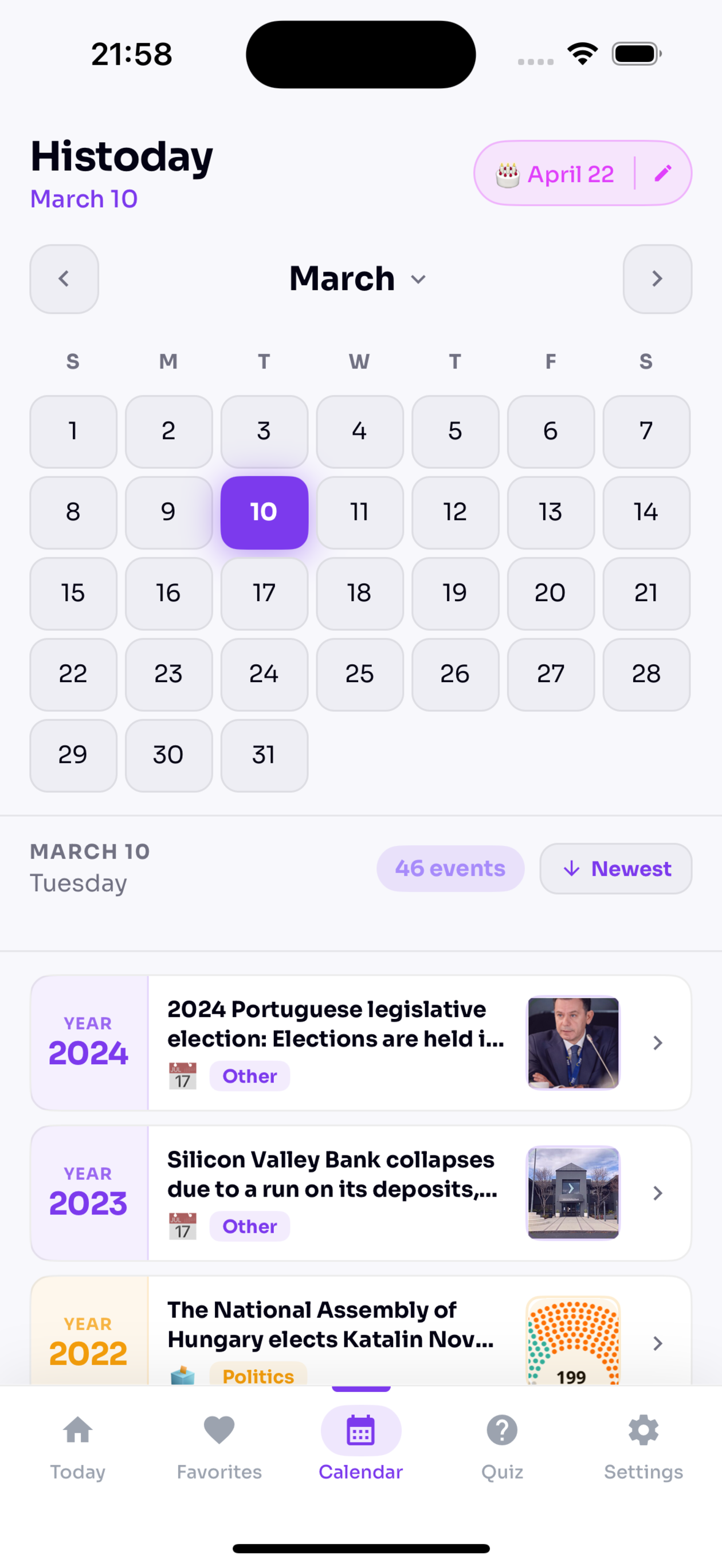 Calendar screenshot